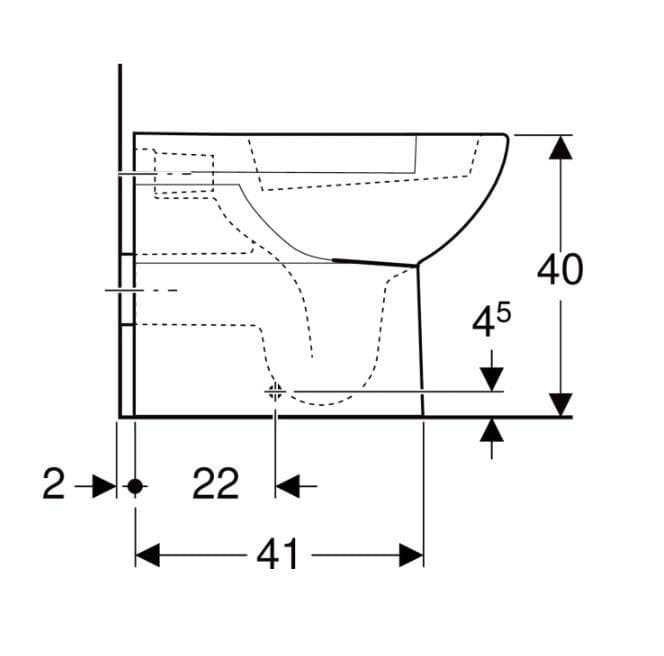  Geberit WC misa Geberit Selnova, v jednej rovine so stenou, čiastočne uzavretý tvar, dĺžka 53 cm G Selnova stojacie WC, v jednej rovine so stenou, vodorovný odtok
