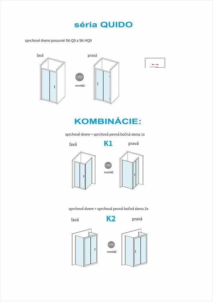 SAMTEK Sprchové dvere posuvné SAMTEK QUIDO SK-HQ9 10, 1000x1950 mm UNI, 6 mm bezpeč.sklo číre SANS-PORE DVERE Posuvné QUIDO 100x195cm AL/CIRE SANS-PORE 6mm