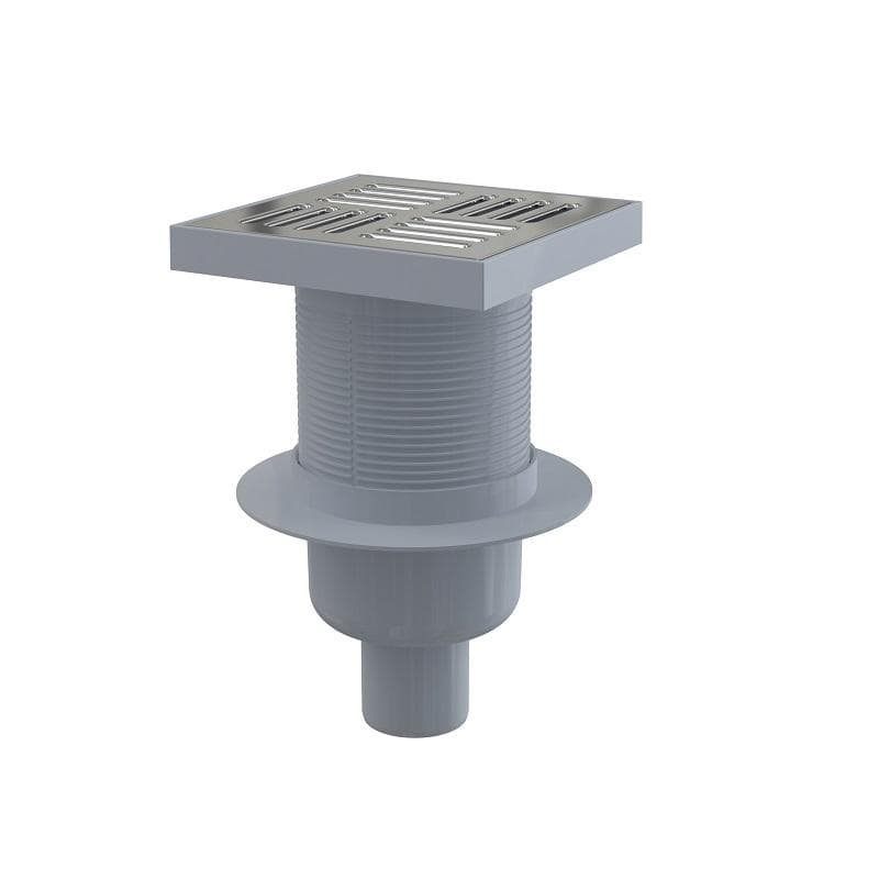 APV6411 Podlachová vpust 150x150/50 mm spodná priama, mriežka nerez, vodná zápachová uzávera