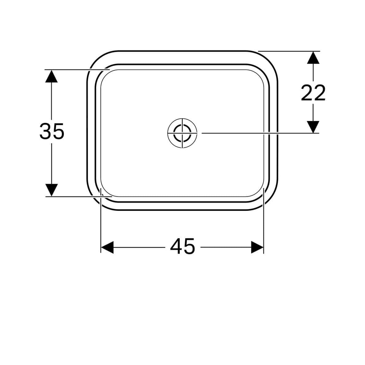  Geberit Vstavané umývadlo 53 x 44 cm pravouhlé, bez prepadu, Geberit VariForm G VariForm umývadlo vstavané, pravouhlé, 53 cm, bez prepadu