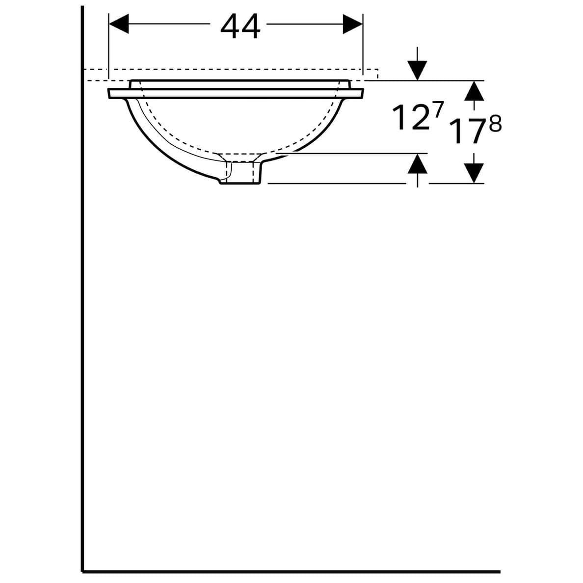  Geberit Vstavané umývadlo 53 x 44 cm pravouhlé, bez prepadu, Geberit VariForm G VariForm umývadlo vstavané, pravouhlé, 53 cm, bez prepadu