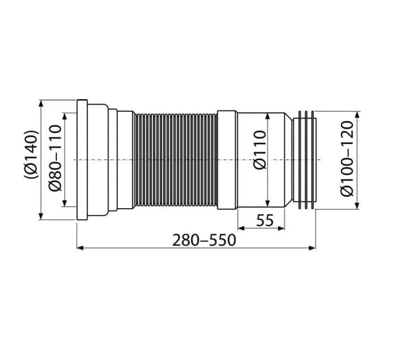  Alca Flexi pripojka k WC A970 AL-FLEXI K WC DN110/280-550 +HT dopojenie