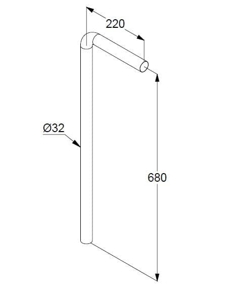  KLUDI Rúra podlahová 90°, 845 008 05-00, G 1 1/4 x 220 x 680 mm KLUDI PODLAHOVA RURA DN32