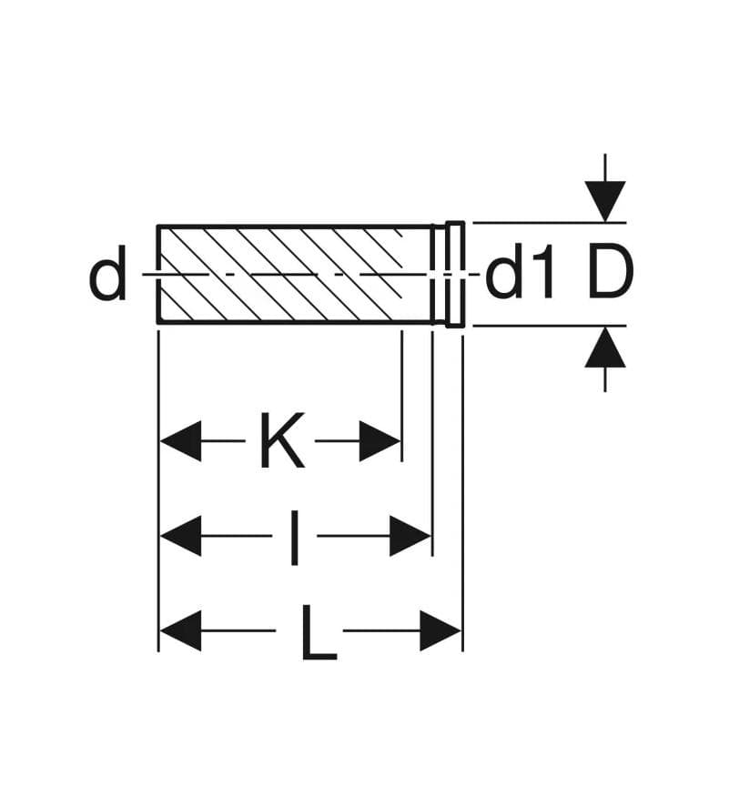  Geberit Predĺženie splachovacej rúry Geberit  d=45mm ,d1=45mm G Predľženie splachovacej rúry d=45mm ,d1=45mm