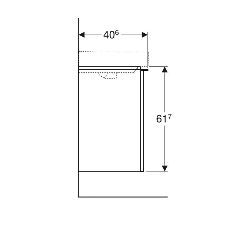  Geberit G Smyle Square skrinka pod malé 50cm umývadlo, s 1 dvierkami, 49.2x61.7x40.6cm, orech, závesy vľavo G Smyle Square skrinka pod malé 50cm umývadlo, s 1 dvierkami, 49.2x61.7x40.6cm, orech, závesy vľavo