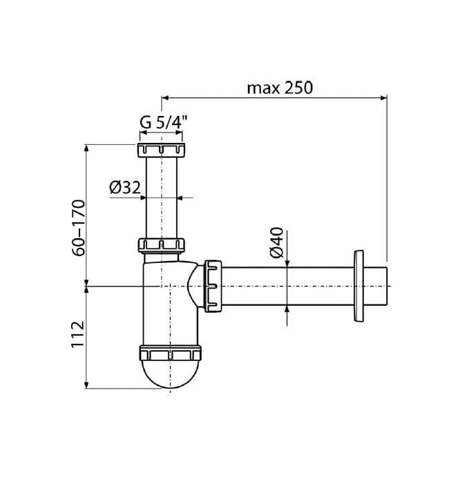  Alca Umývadlový sifón A43, DN40 s prevlečnou maticou 5/4" Akcia 10+1 AL-POLSIFON UMY.A43 40-5/4"matica AKCIA 10+1