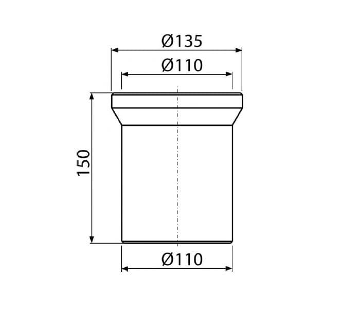  Alca Prípojka k WC A91-150 – nátrubok 150 mm AL-Dopojenie k WC-RURA 150mm,Q110