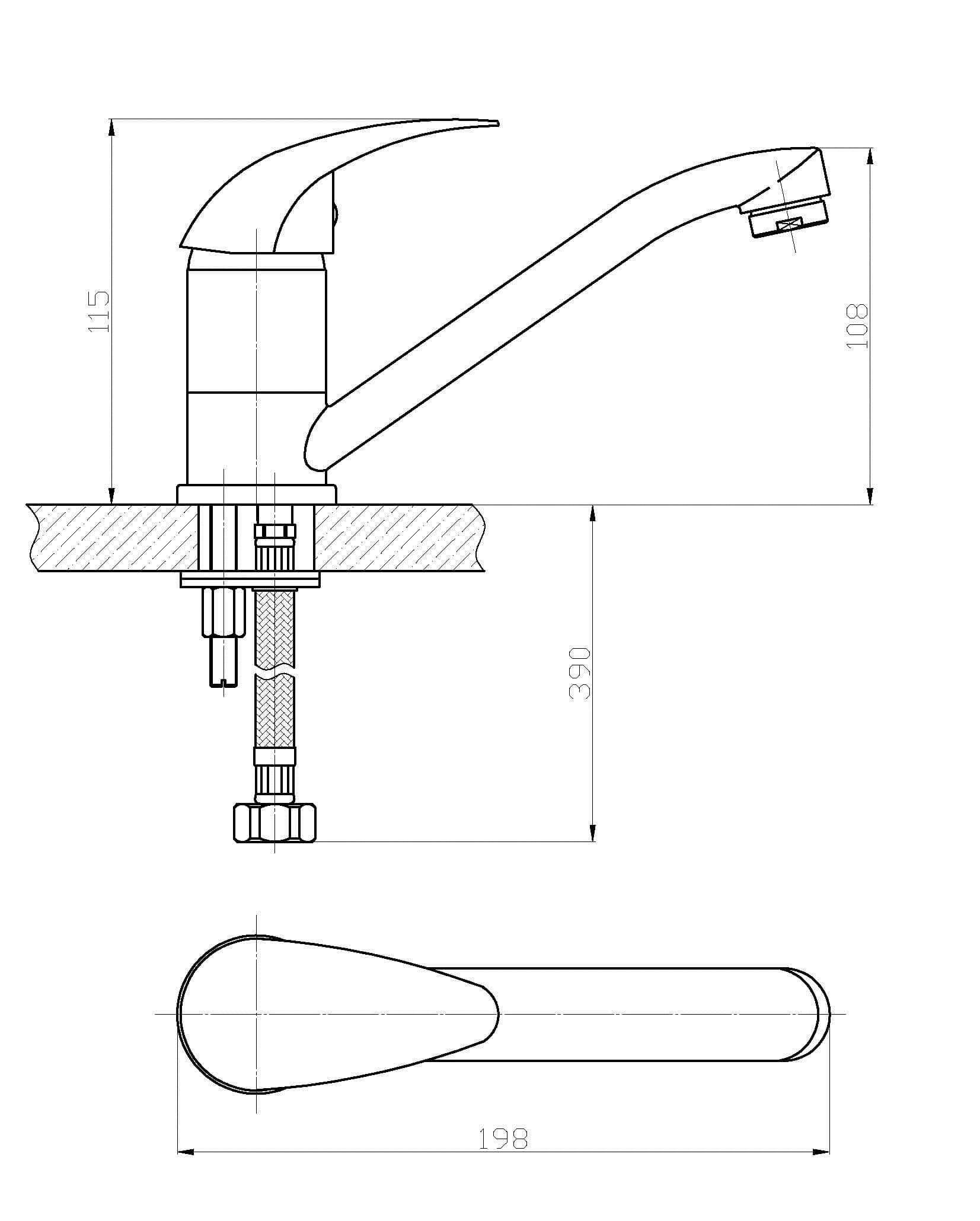 SAMTEK RA20101 RISA drezová kuchynská batéria stojanková páková SAMTEK, výtokové ramienko 170 mm RISA-DREZOVA STOJ.BAT kratka