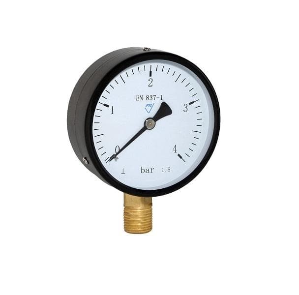 Tlakomer D100 so spodným pripojením M20x1,5,   0-2,5bar (0-250KPa), čierny