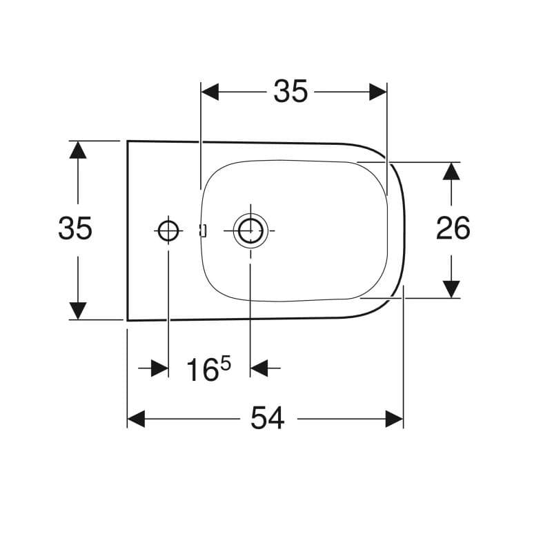  Geberit Bidet závesný Geberit Smyle Square, uzavretý tvar, T=54cm, s prepadom G Smyle Square závesný bidet, uzavretý tvar, T=54cm, s prepadom