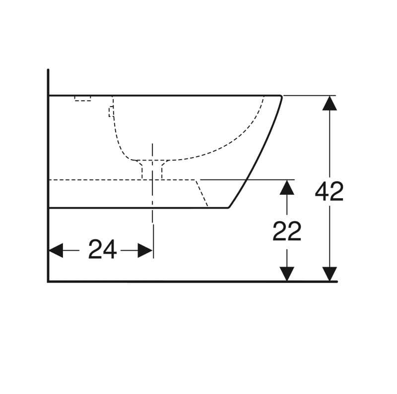  Geberit Bidet závesný Geberit Smyle Square, uzavretý tvar, T=54cm, s prepadom G Smyle Square závesný bidet, uzavretý tvar, T=54cm, s prepadom