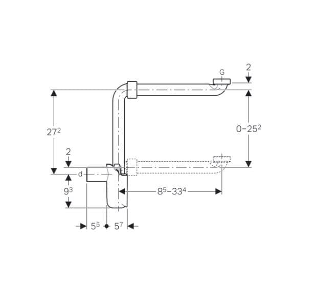  Geberit Umývadlový sifón Geberit do obmedzeného priestoru G5/4" G Priestor. usporna zapach .uzav11/4