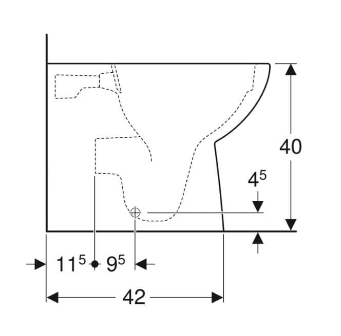  Geberit WC misa Geberit Selnova, v jednej rovine so stenou, čiastočne uzavretý tvar, dĺžka 53 cm G Selnova stojacie WC s hlbokým splachovaním, v jednej rovine so stenou, čiastočne uzavretý