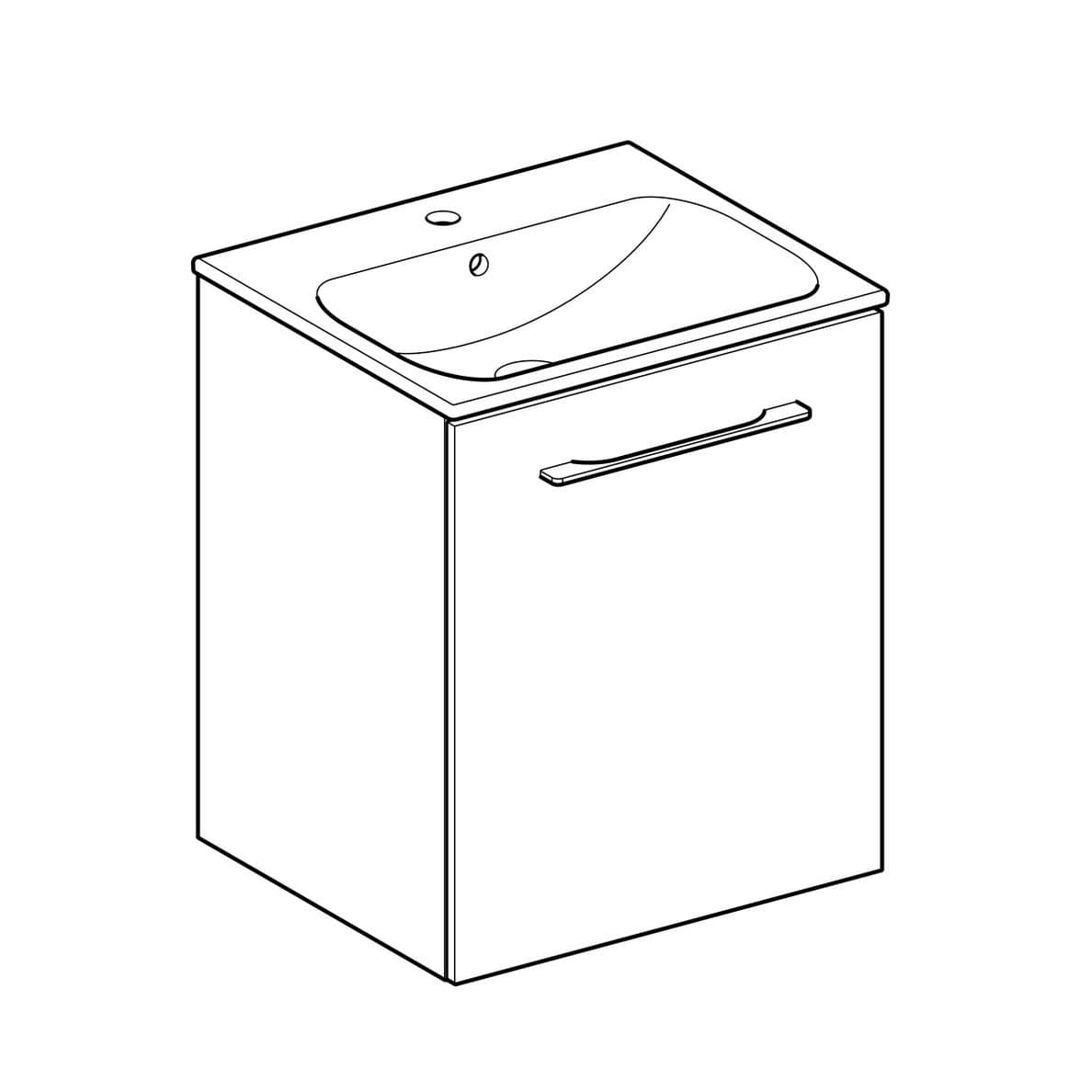  Geberit Súprava nábytkového umývadla Geberit Selnova Square 55 cm, so skrinkou pod umýv., 1 dvierka, biela G Selnova Square súprava nábytkového umývadla 55 cm, so skrinkou 1 dvierka, biela