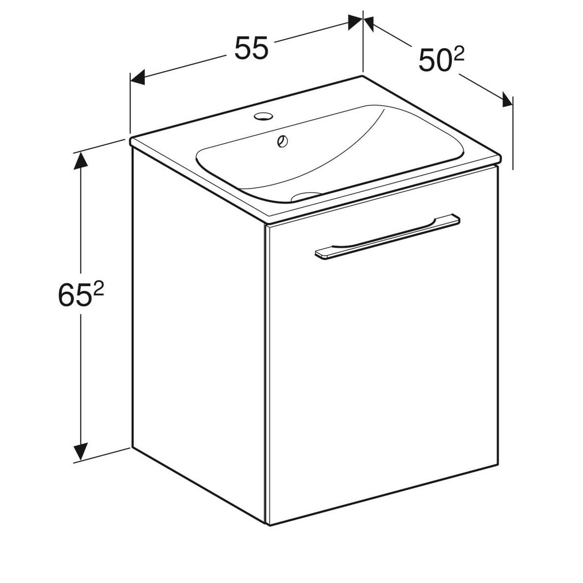  Geberit Súprava nábytkového umývadla Geberit Selnova Square 55 cm, so skrinkou pod umýv., 1 dvierka, biela G Selnova Square súprava nábytkového umývadla 55 cm, so skrinkou 1 dvierka, biela