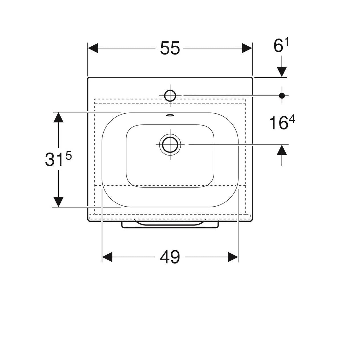  Geberit Súprava nábytkového umývadla Geberit Selnova Square 55 cm, so skrinkou pod umýv., 1 dvierka, biela G Selnova Square súprava nábytkového umývadla 55 cm, so skrinkou 1 dvierka, biela