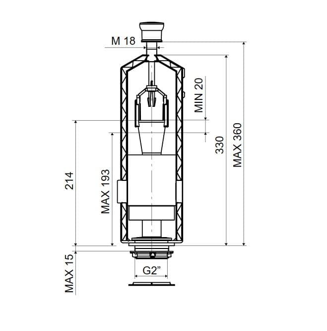  SLOVARM Vypúšťací ventil TE-4549B/I pre WC nádržky, ŠTART - STOP systém, G 2 + G 2 1/4" TE-4549B/I VYPUSTACIE ZARIADENIE