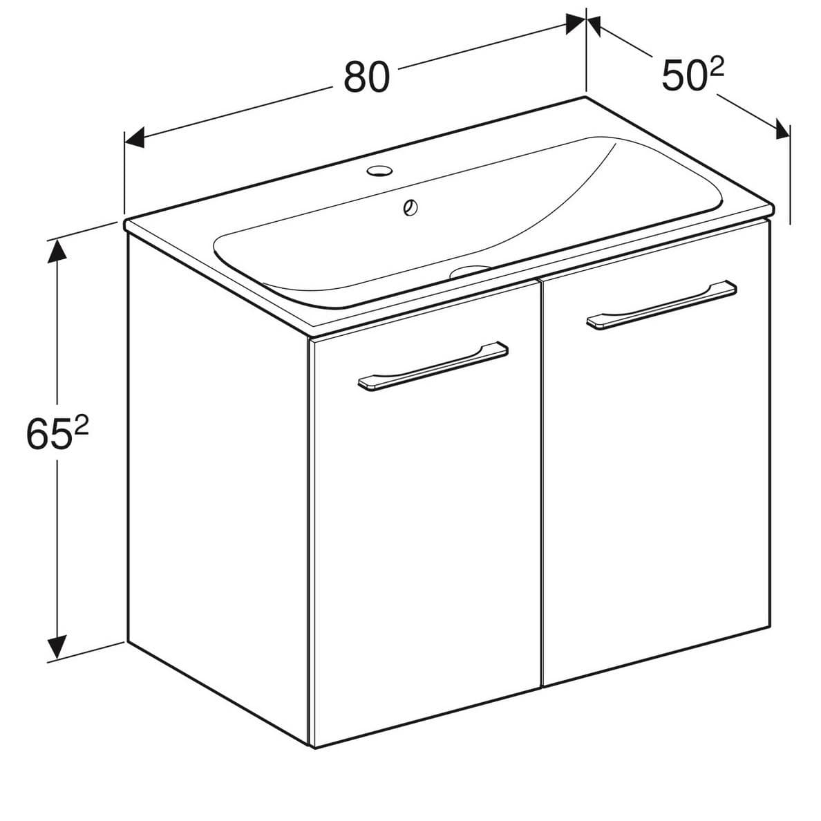  Geberit Súprava nábytkového umývadla Geberit Selnova Square 80 cm, so skrinkou pod umýv., 2 dvierka, biela G Selnova Square súprava nábytkového umývadla 80 cm, so skrinkou 2 dvierka, biela