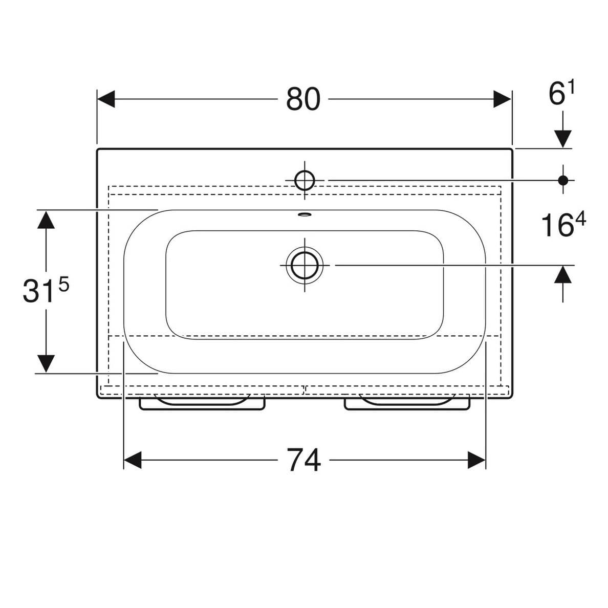  Geberit Súprava nábytkového umývadla Geberit Selnova Square 80 cm, so skrinkou pod umýv., 2 dvierka, biela G Selnova Square súprava nábytkového umývadla 80 cm, so skrinkou 2 dvierka, biela