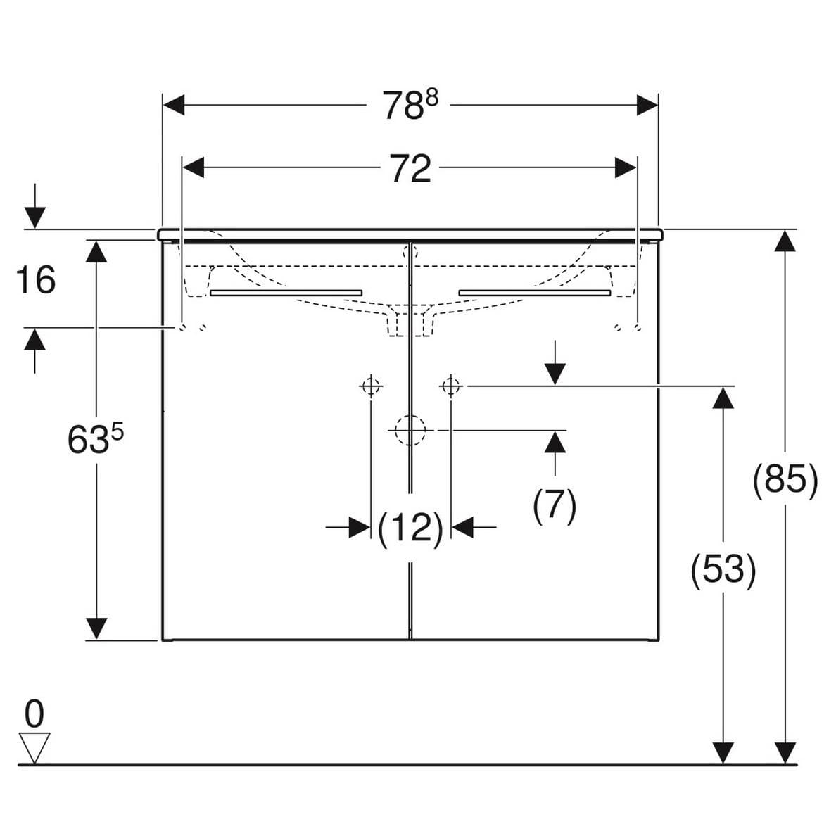  Geberit Súprava nábytkového umývadla Geberit Selnova Square 80 cm, so skrinkou pod umýv., 2 dvierka, biela G Selnova Square súprava nábytkového umývadla 80 cm, so skrinkou 2 dvierka, biela