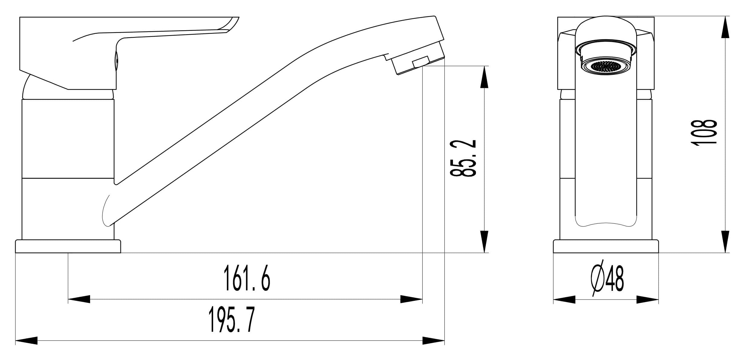  SAMTEK KB20101 KLASIK drezová kuchynská batéria stojanková páková SAMTEK, výtokové ramienko 170 mm NeW KLASIK DREZOVA BAT. STOJ.VYT.170mm