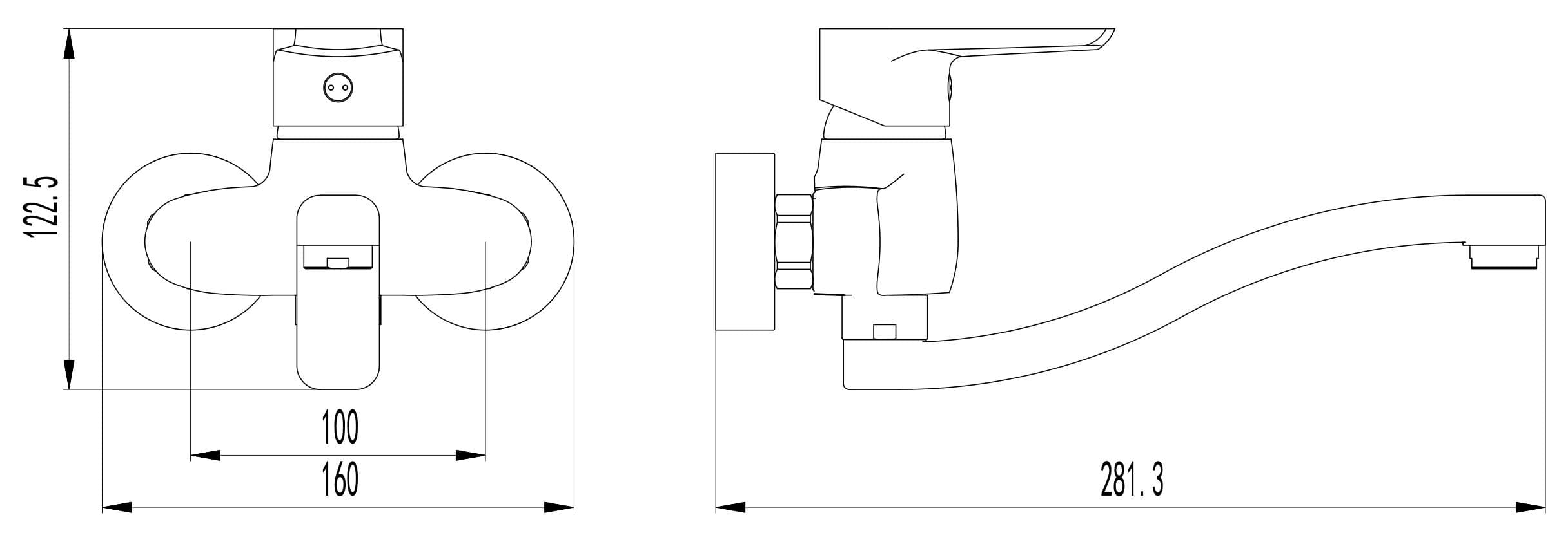  SAMTEK KB301A KLASIK drezová kuchynská batéria páková SAMTEK, na stenu 100 mm, prevýšené výtokové ramienko NeW KLASIK DREZOVA BAT. -100 PREV.VYT.