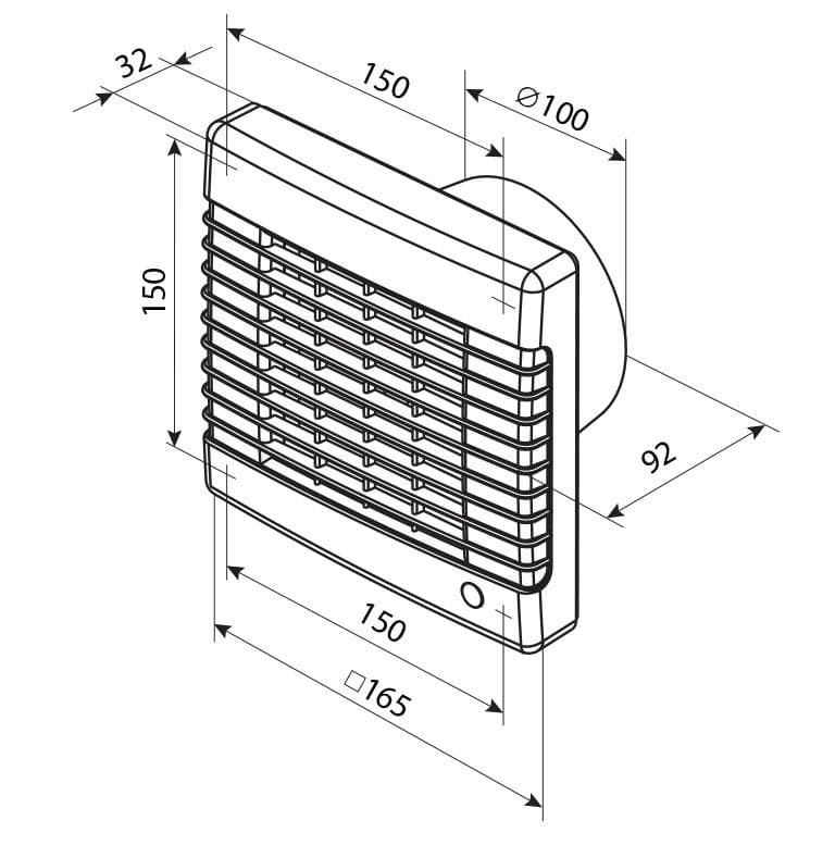  Vents 100MAT turbo - Domový ventilátor typ MA, so žalúziou a dobehom, o100mm, 128m3/h, 230V (1901020) VEN-VENTILATOR TYP MA-100MAT TURBO automat.zaluzia a časov.spínač +zvyseny vykon