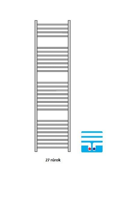  Očenášek BND300-1300MM kúpeľňový radiátor rovný biely, šírka 300 mm, výška 1300 mm, stredové pripojenie REBRIK ROVNY 300-1300 biely - stredové pripojenie