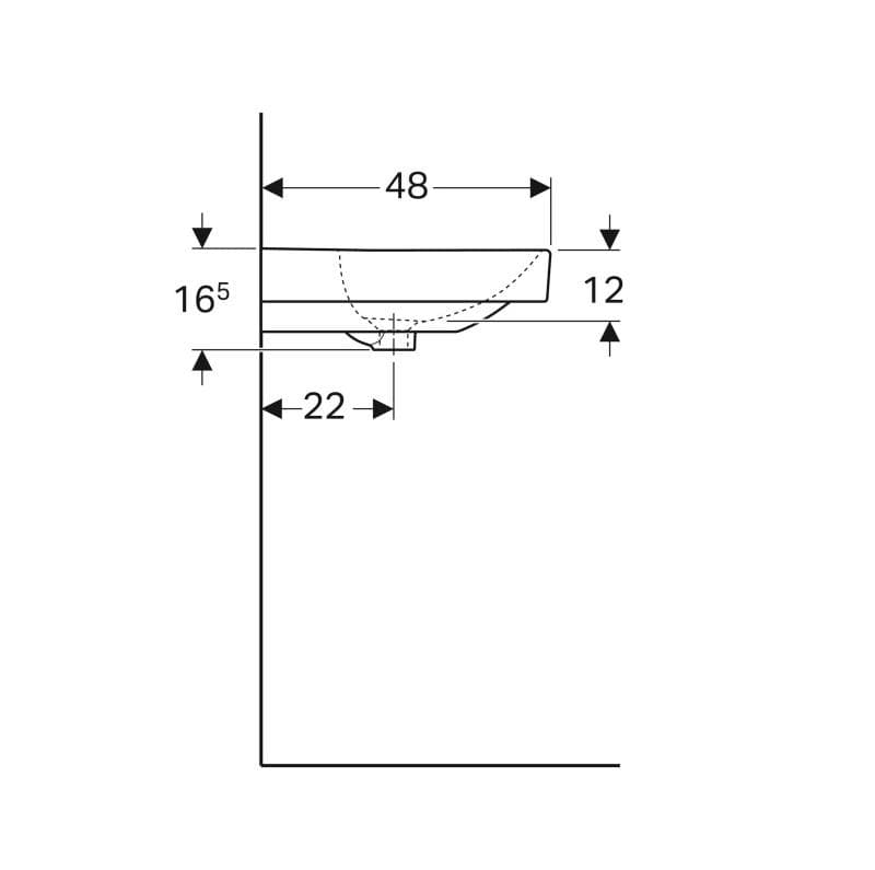  Geberit Umývadlo 90x48 cm, s dvomi otvormi pre batériu, s prepadom, Geberit Smyle Square G Smyle Square umývadlo 90x48cm, s dvomi otvormi, s prepadom