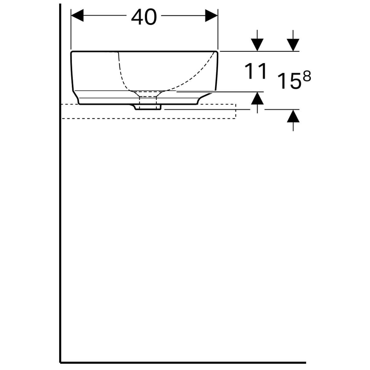  Geberit Umývadlo na dosku 50 x 40 cm elipsovité, s otvorom pre batériu, s prepadom, Geberit VariForm G VariForm umývadlo na dosku, elipsovité, 50 cm, s otvorom pre batériu, s prepadom