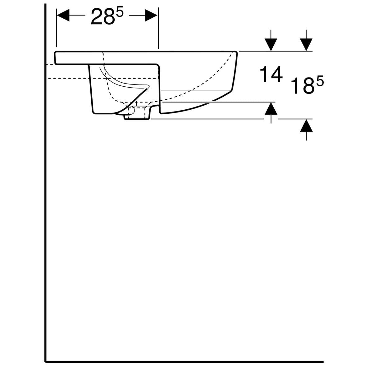  Geberit Polozápustné umývadlo 50 cm okrúhle, s otvorom pre batériu, s prepadom, Geberit VariForm G VariForm umývadlo polozápustné, okrúhle, 50 cm, s otvorom pre batériu, s prepadom