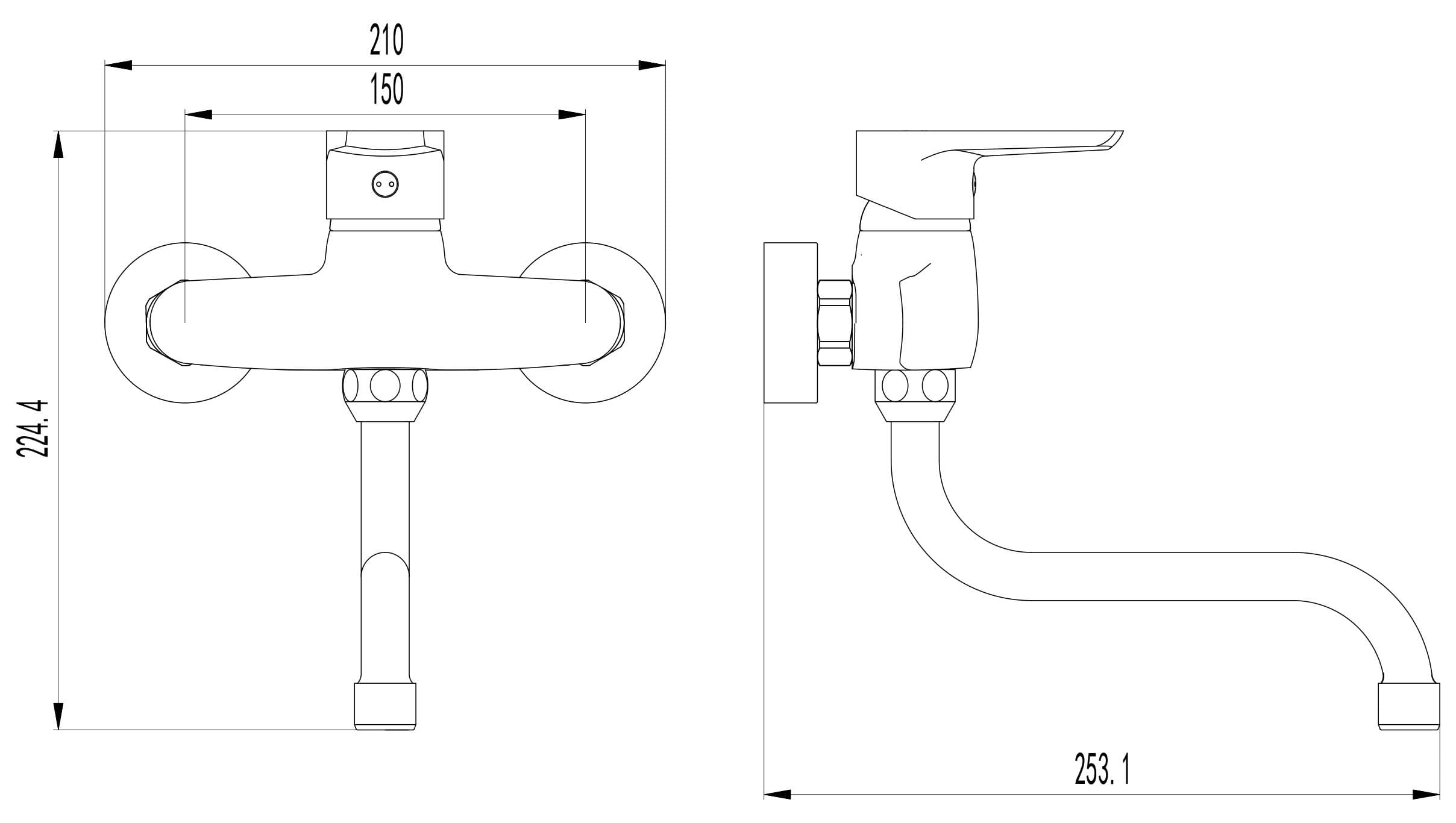  SAMTEK KB30101 KLASIK drezová kuchynská batéria páková SAMTEK, na stenu 150 mm, rúrkové výtokové ramienko NEW KLASIK DREZOVA BAT. -150 S-VYT.