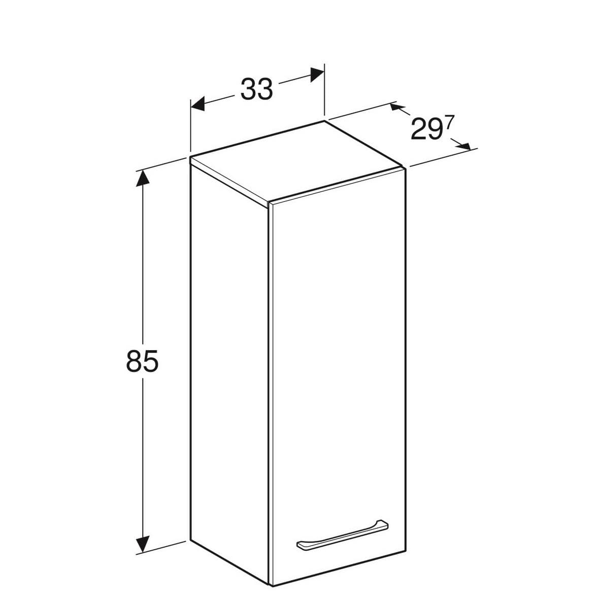  Geberit Stredne vysoká skrinka Geberit Selnova Square 33 x 85 x 29,7 cm, s jednými dvierkami, biela G Selnova Square stredne vysoká skrinka 33 x 85 x 29,7 cm, 1 dvierka, biela