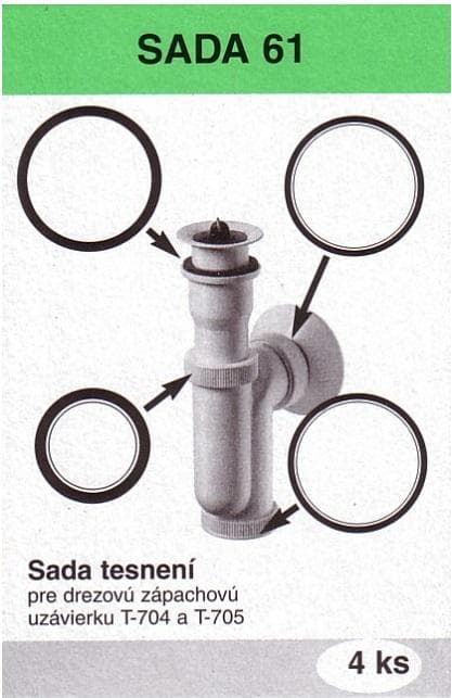  MP Sada 61 - sada 4 ks tesnení pre drezový sifón SADA 61 TES.PRE T-704
