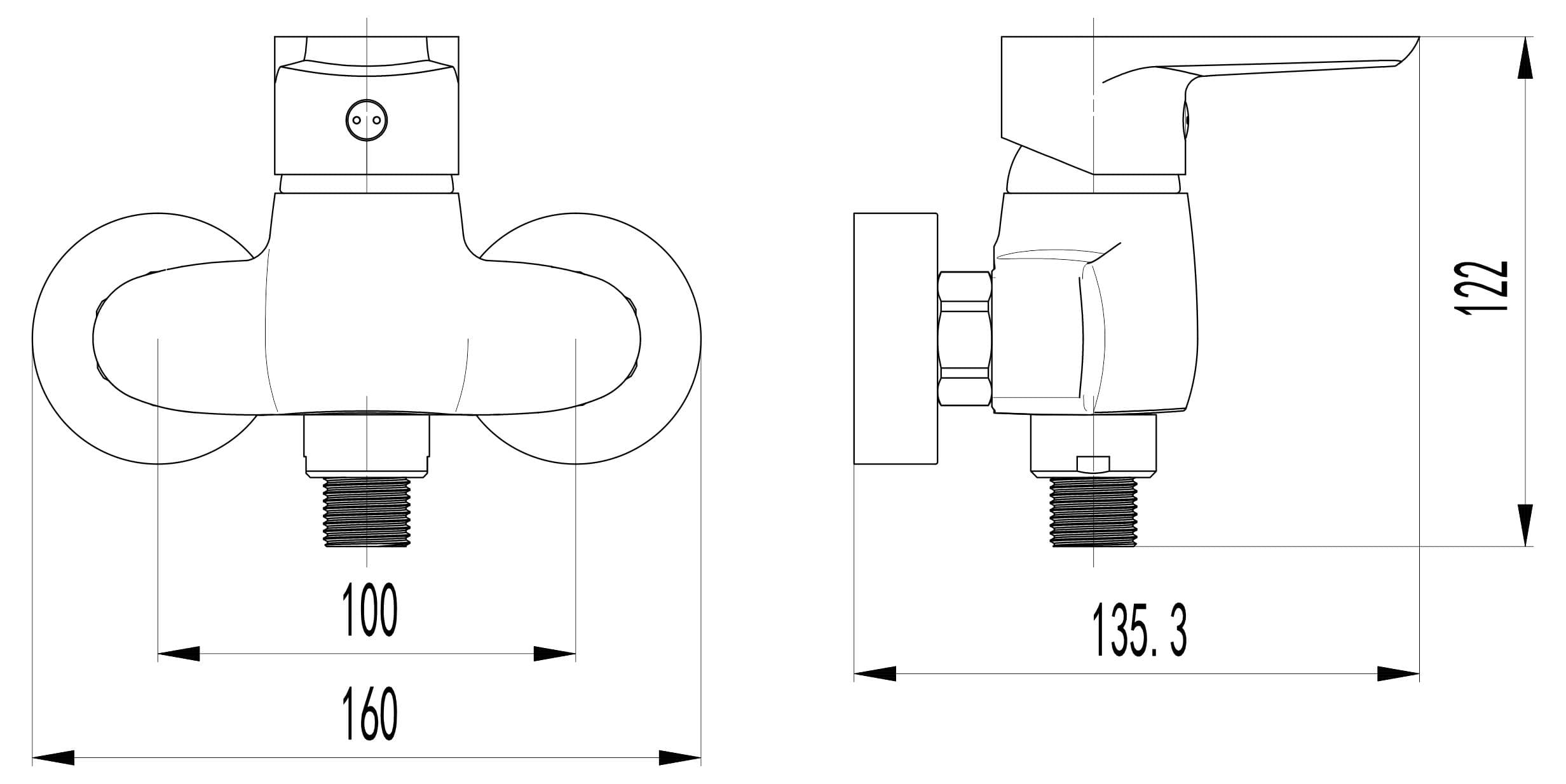 SAMTEK KB601A KLASIK sprchová batéria páková SAMTEK, na stenu 100 mm do kúpeľne (bez príslušenstva) NeW KLASIK SPRCHOVA BAT. -100