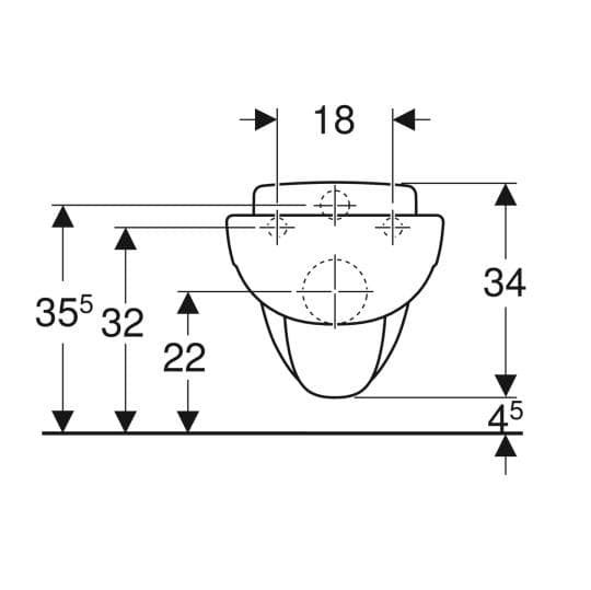  Geberit Závesné WC Geberit Bambini pre deti, s hlbokým splachovaním 6l, dĺžka 53,5 cm, šírka 33 cm G Bambini závesné WC pre deti T=53,5cm, s hl.splach.