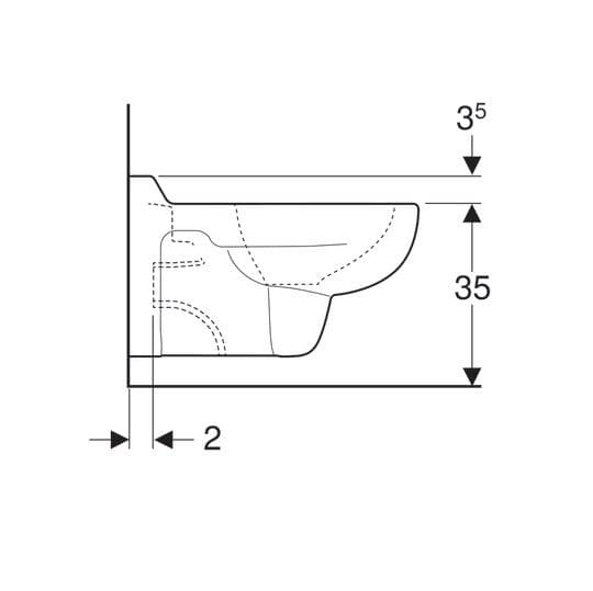 Geberit Závesné WC Geberit Bambini pre deti, s hlbokým splachovaním 6l, dĺžka 53,5 cm, šírka 33 cm G Bambini závesné WC pre deti T=53,5cm, s hl.splach.
