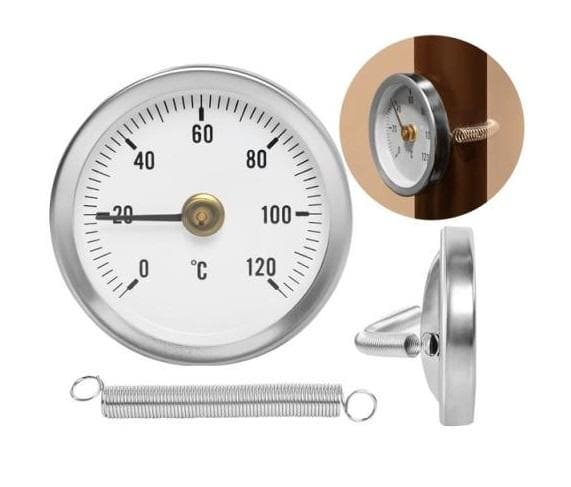 7008-AZ Teplomer  D63 dvojkovový príložný s pružinou na uchytenie, 0-120°C