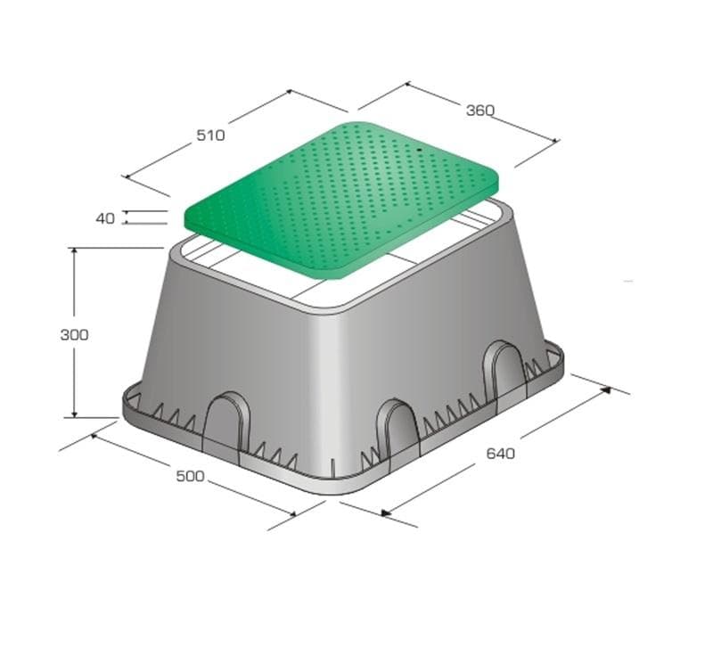  PLASTICA ALFA Závlahová šachta  JUMBO, rozmery 640/500 x 500/350 x 300, PC501-J50 PA ZAVLAHA SACHTA JUMBO