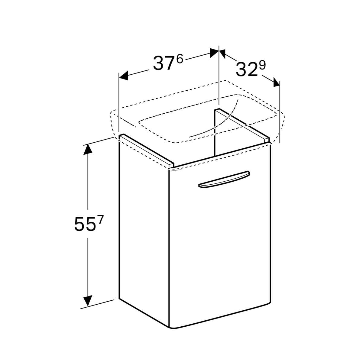  Geberit Skrinka pod malé umývadlo Geberit Selnova Square 45 cm, s jednými dvierkami, biela G Selnova Square skrinka pod malé umývadlo 45 cm, 1 dvierka, biela