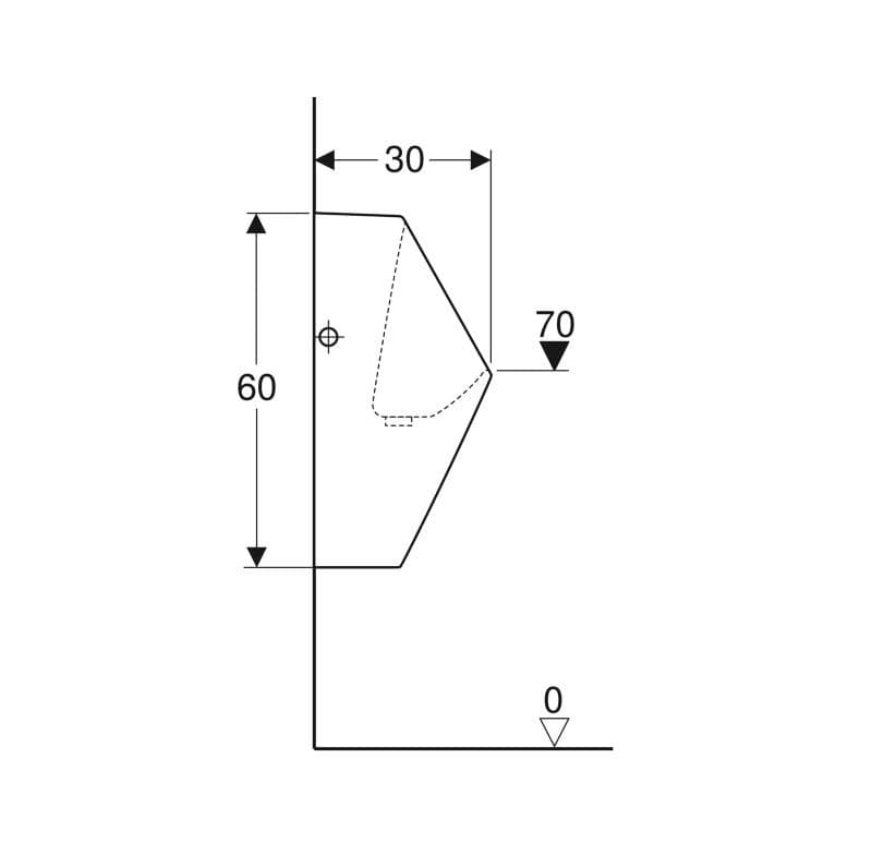  Geberit Pisoár Geberit Smyle, bezvodný, odtok dozadu,T=30cm G Smyle pisoár, bezvodný, odtok dozadu,T=30cm
