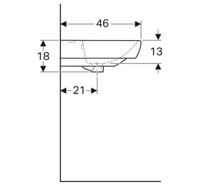  Geberit Umývadlo 60x46 cm, s otvorom pre batériu, s prepadom, Geberit Selnova Square G "nahradené za 500.300.01.1"umývadlo 60 x 46 cm Geberit Selnova Square, s otvorom, s prepadom