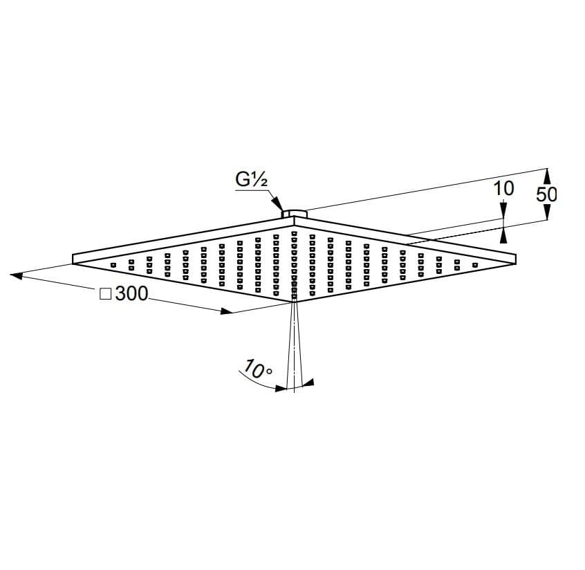  KLUDI KLUDI A-QA kovová hlavová sprcha DN 15, 300 x 300 mm, chróm KLUDI A-QA HLA. SPRCHA HRANATA 300 MM