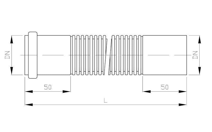  Plast Brno HT rúra flexi spevnená DN50 hrdlo/koncovka DN50, dĺžka 500 mm, flexi dopojenie (CF50500) HT RURA FLEXI SPEVNENA DN50 hrdlo/koncovka DN50 - dlzka 500mm  PB