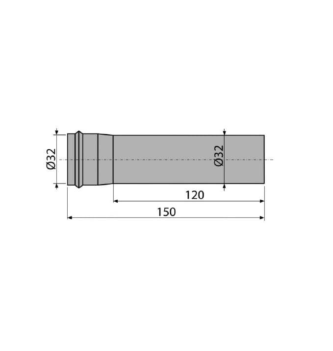  Alca Rúrka A4000, predlžovací kus DN32 pochrómovaná mosadz AL-PREDLZOVACI KUS D32/150mm kov CHROM