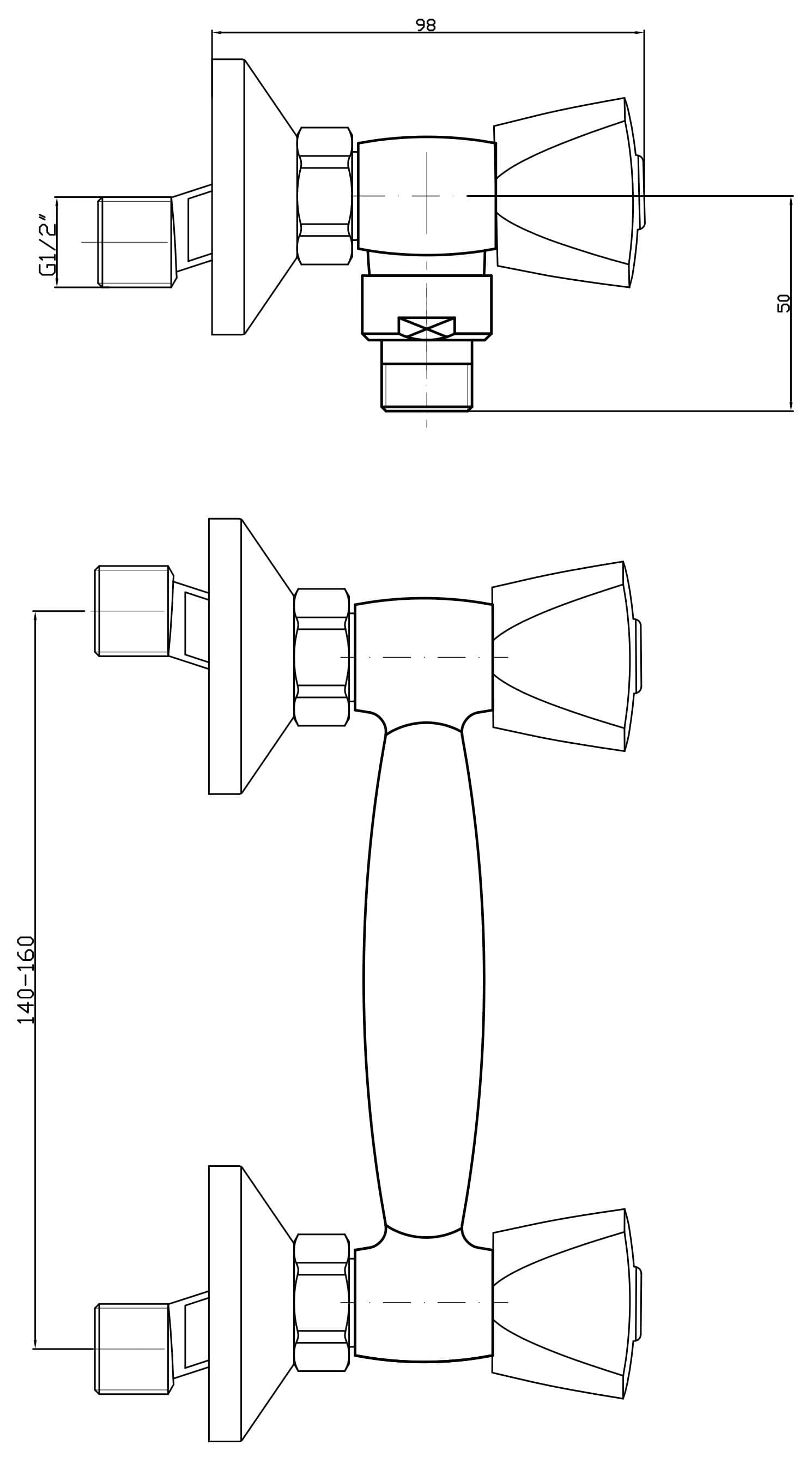  SAMTEK KBD60103 Klasik Duo sprchová batéria  na stenu 150 mm SAMTEK, s rukoväťami (bez príslušenstva) KLASIK DUO SPRCH.NAST.BAT.-150mm B/P