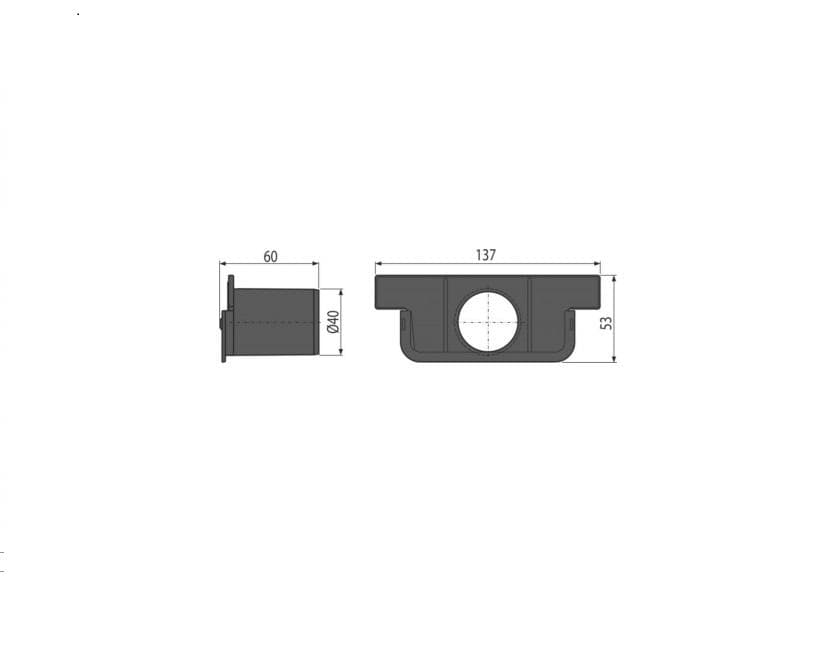  Alca AVZ-P018 LOW čelo pre zaslepenie konca žľabu s prítokom DN40 pre výšku žlabu 60mm AL-vonk.Celo s vyvodom DN40 pre 60mm vysku zlabu