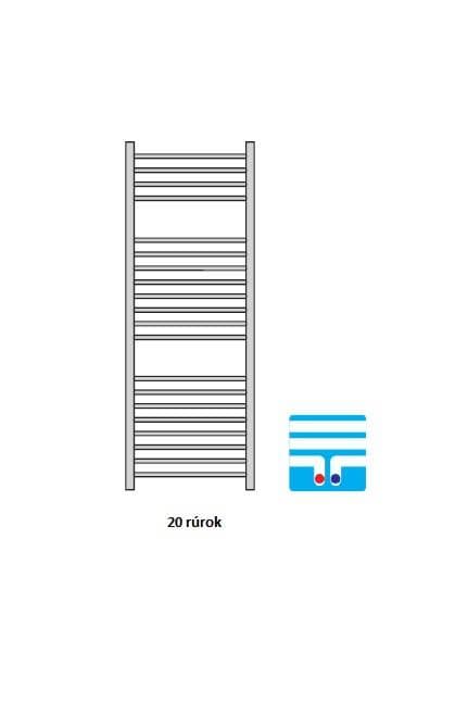  Očenášek BXD450- 950MM kúpeľňový radiátor oblý biely, šírka 450 mm, výška  950 mm, stredové pripojenie REBRIK OBLY 450-950 biely - stredové pripojenie