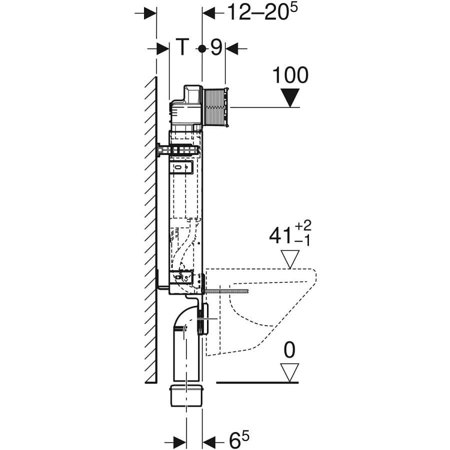  Geberit Kombifix inštalačný prvok Geberit pre závesné WC, 108 cm, s nádržkou Sigma 12 cm, pre odsáv.zápachu G Kombifix pre WC s nádržkou Sigma (UP320) pre odsávanie zápachu