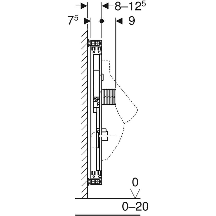  Geberit Inštalačný prvok Geberit Kombifix pre pisoár, 109–127 cm, univerzálny, pre skryté ovládanie pisoárov G Kombifix pre pisoár Universal H109-127 so skrytým ovládaním